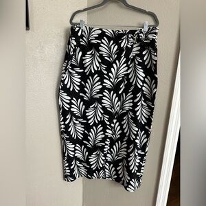 Skirt & Top - Black and White Leaf Print Skirt and Top